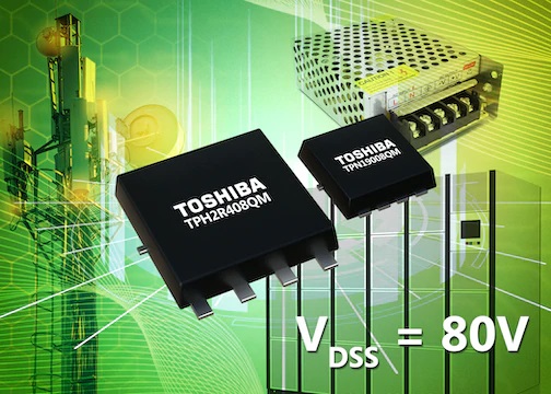 Toshiba launches two new 80V N-channel power MOSFETs.  Based upon the U-MOSX-H process, the new devices will significantly enhance power supply efficiency. Read more ow.ly/slcc50z1uQw 
#ToshibaMOSFETs #powermosfets #80Vnchannel