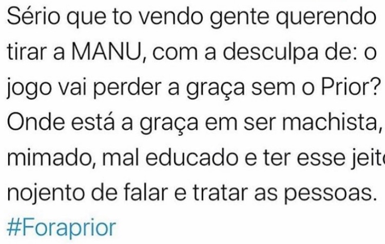 _Daniziinhaa's tweet photo. @boninho FORA PRIOR SEMPRE! Não dá pra fechar os olhos agora! Vacilou muito! Se os “amigos”saíram tbm tem que sair! Babu não precisa dele!
Não dá pra ficar pq é engraçadinho nas festas! #ForaPrior
#ForaPriorMachista
#ForaPriorContraQualquerum https://t.co/mEP9dc2ePh