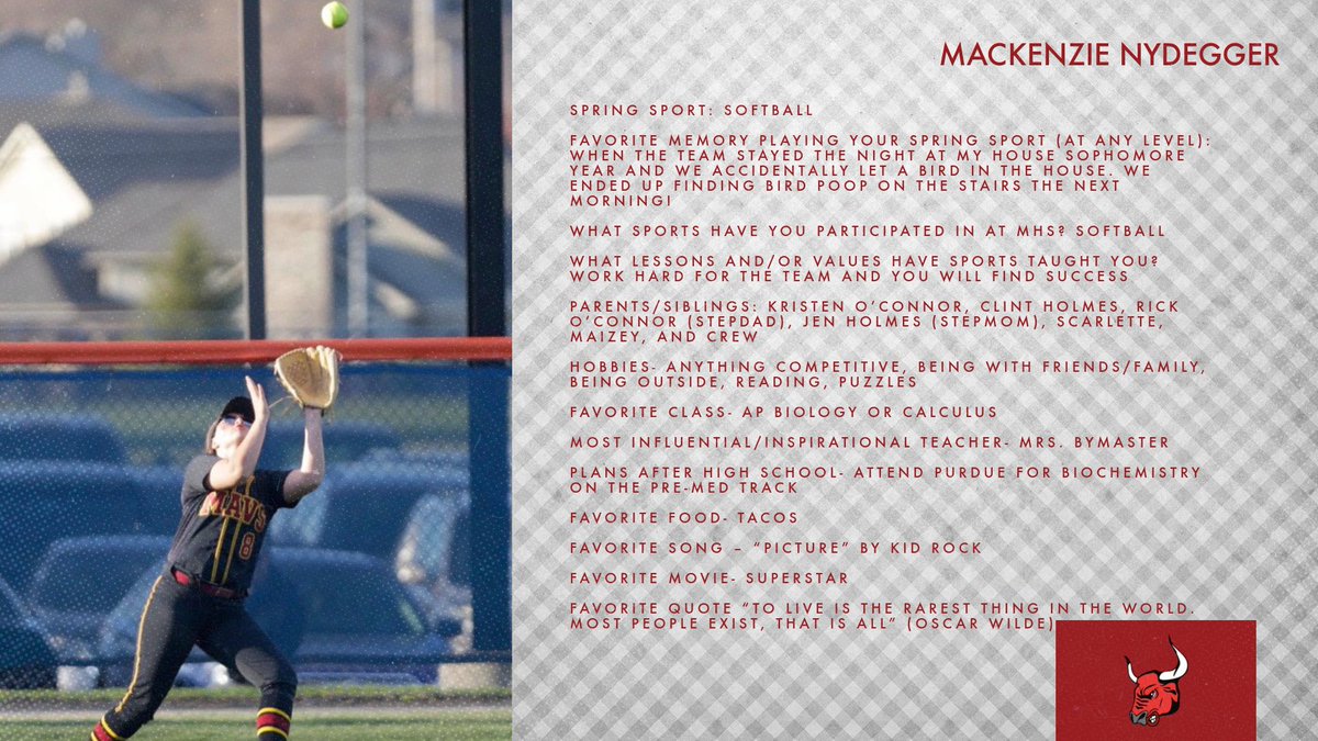 mccutcheonmavs's tweet photo. Senior Spotlight 🥎 Mackenzie Nydegger @mav_softball https://t.co/Dgij4Kz13p