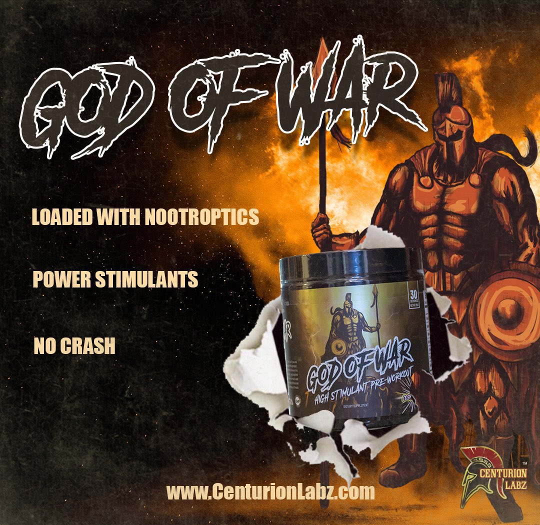 CenturionLabz's tweet image. If your preworkout no longer delivers and you’re sick of trying one after the other, then look no further. #GodOfWar is our hardest hitting #preworkout packed with nootroptics and over 400mg of caffeine. This is not recommended for those who don’t want to go into God Mode.