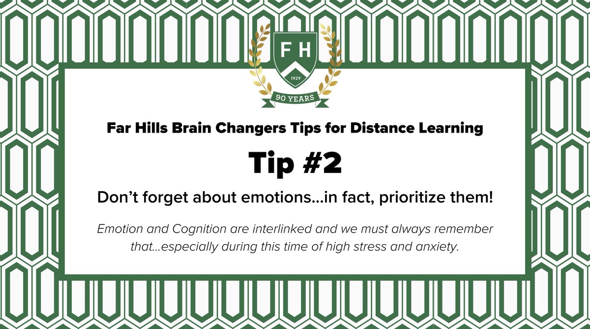 fhcds's tweet photo. Our next #DistanceLearningTip reminds us to make emotion a top priority when planning for virtual learning! 

And don't forget about your own stress levels!

#FarHillsDistanceLearning 
#GoFar 
#WeBeforeMe https://t.co/AYyxYwhElh