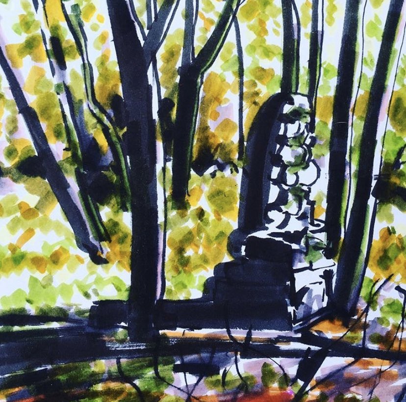 SheffieldGenCem's tweet photo. Sharp in the cemetery by @artyjaneh 🌿🌞 #sheffieldgeneralcemetery #sheffieldgeneralcemeterytrust #woodland #sharplight #sketch #365project #dailydrawing #sheffieldparks #openspace https://t.co/5faFgPbbW2