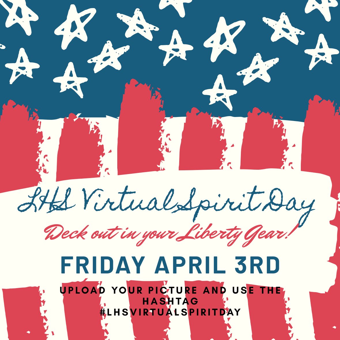 LHS_Eagles_SCA's tweet photo. We are hosting a LHS virtual spirit day this Friday!! Deck out in your liberty gear &amp; colors and tweet your pictures using the hashtag #lhsvirtualspiritday !

@LHSEAGLESVA @Classof2020Sca @LHSEAGLESMRCOX https://t.co/Wmm9T66it2