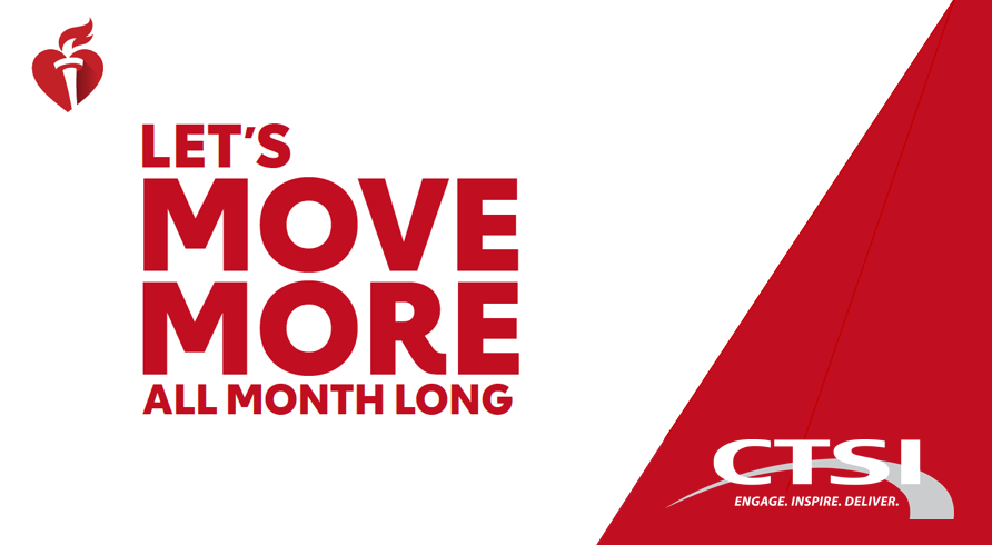 CorbettTech's tweet photo. CTSI has accepted the virtual step challenge. Join us tomorrow, April 1st as we #MoveMore! You don’t have to make big life changes to see the benefits. Just start building more activity into your day, one step at a time❤️
#MoveMoreDC #HealthyLiving @HeartOfGWR https://t.co/IgH0A9dCms