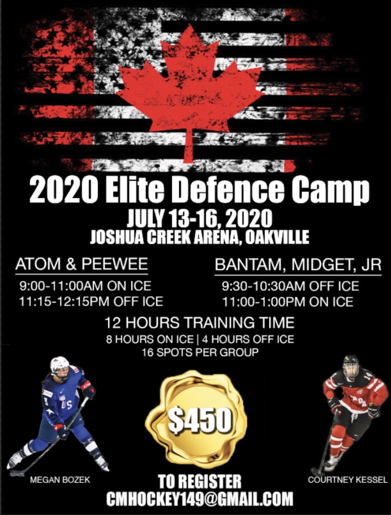 meganebozek's tweet photo. 🎉🎉🎉🎉 

With everyone (including us) missing hockey, we are so excited about our camp in mid July. Sign up for the Elite Defence Camp before it’s too late, since we only have a handful of spots left for each group!! 
✉️: cmhockey149@gmail.com https://t.co/U5txZPxnlK