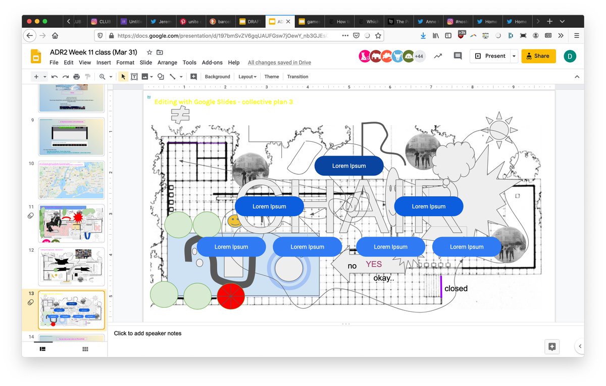 dantaeyoung's tweet photo. Warm up exercises, AKA: what happens when you play online with 80 @ColumbiaGSAPP architecture students in a drawing class together https://t.co/l3tG1bS2ON
