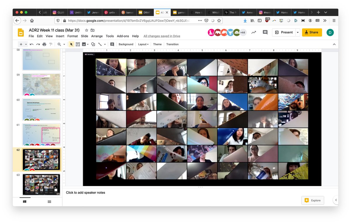 dantaeyoung's tweet photo. Warm up exercises, AKA: what happens when you play online with 80 @ColumbiaGSAPP architecture students in a drawing class together https://t.co/l3tG1bS2ON