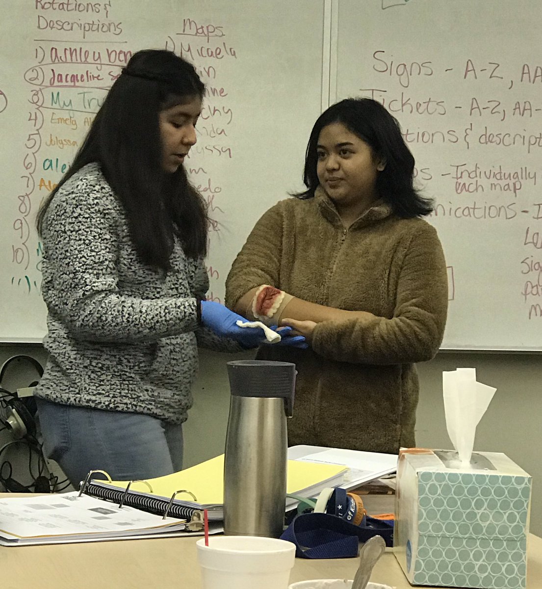 BaldridgeMiss's tweet photo. Virtual Spirit Week Day 2: one of my favorite memories from this year! Ok, I picked two! Our HOSA chapter doing a vital signs clinic where Congressman Lou Correa stopped by AND our students helping present first aid skills to the whole WHS staff! #piosconnect #whspios https://t.co/EkGosPjHXq