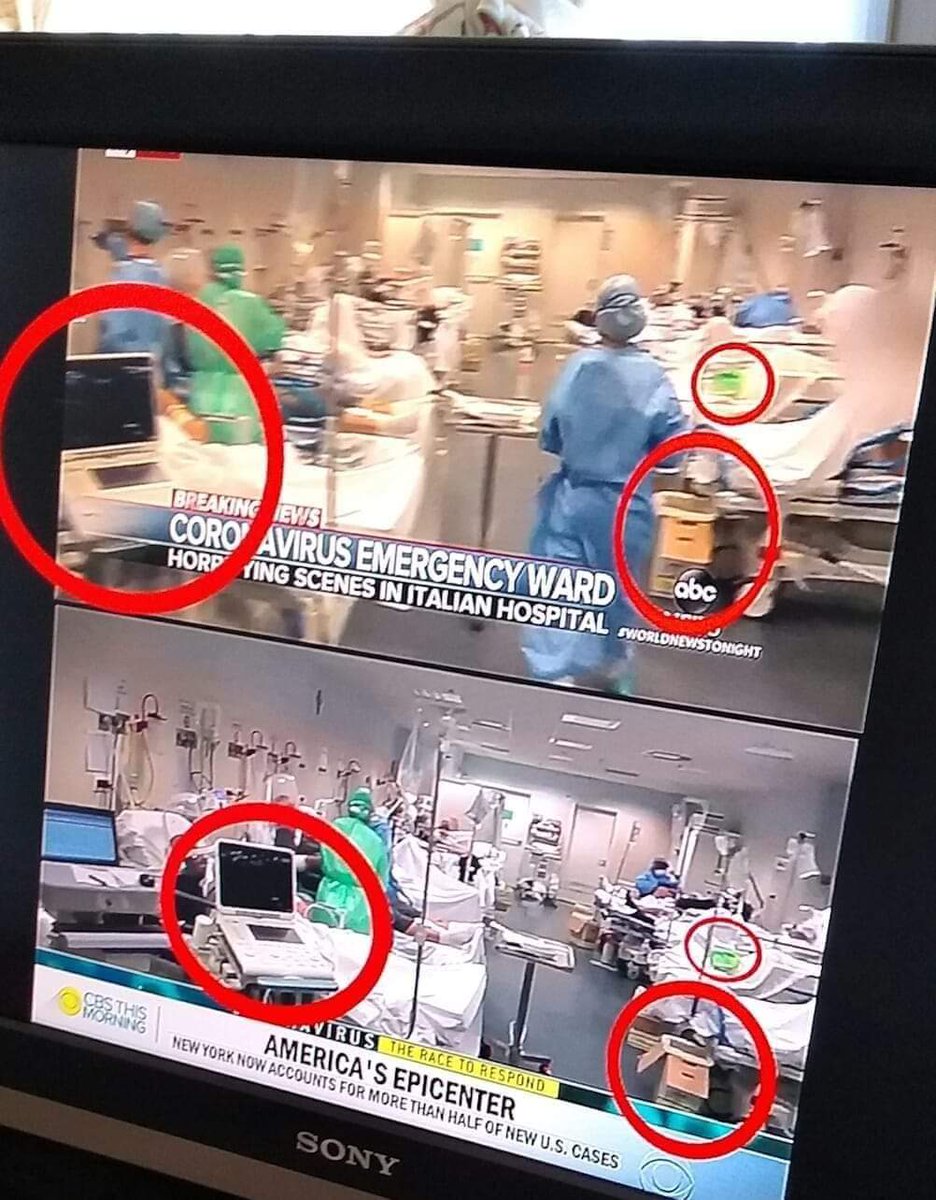 petes_memes's tweet photo. One image from Italy, One image from NYC, 2 networks, same image!  #COVID19 #StayAtHome #WereInThisTogether https://t.co/BcQYOUxuLG