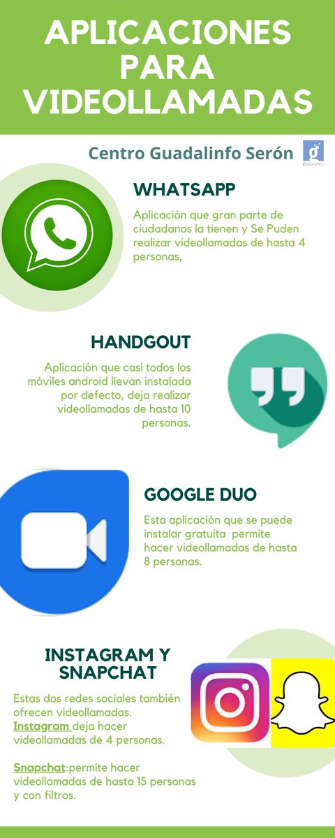 Puntovuelaseron's tweet photo. Algunas aplicaciones con las que puedes realizar videollamadas, para estar con los tuyos desde casa.
#GuadalifOnline #MeQuedoEnCasa @RedGuadalinfo @Celiuky https://t.co/rzHFoc7txP