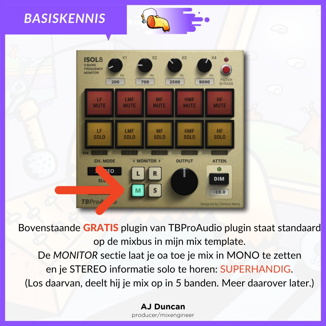 aj_duncan's tweet photo. Wedden dat, als je eerst je balans maakt in mono, je verbaasd gaat zijn van het resultaat ? 
Probeer het uit !! 
•
#mono #mixing #muziek #muziekmaken #muziekles #tutorial #nederlands #daw #muzieksoftware #logic #abletonlive #flstudio #ajduncan https://t.co/xcvji1fvQr