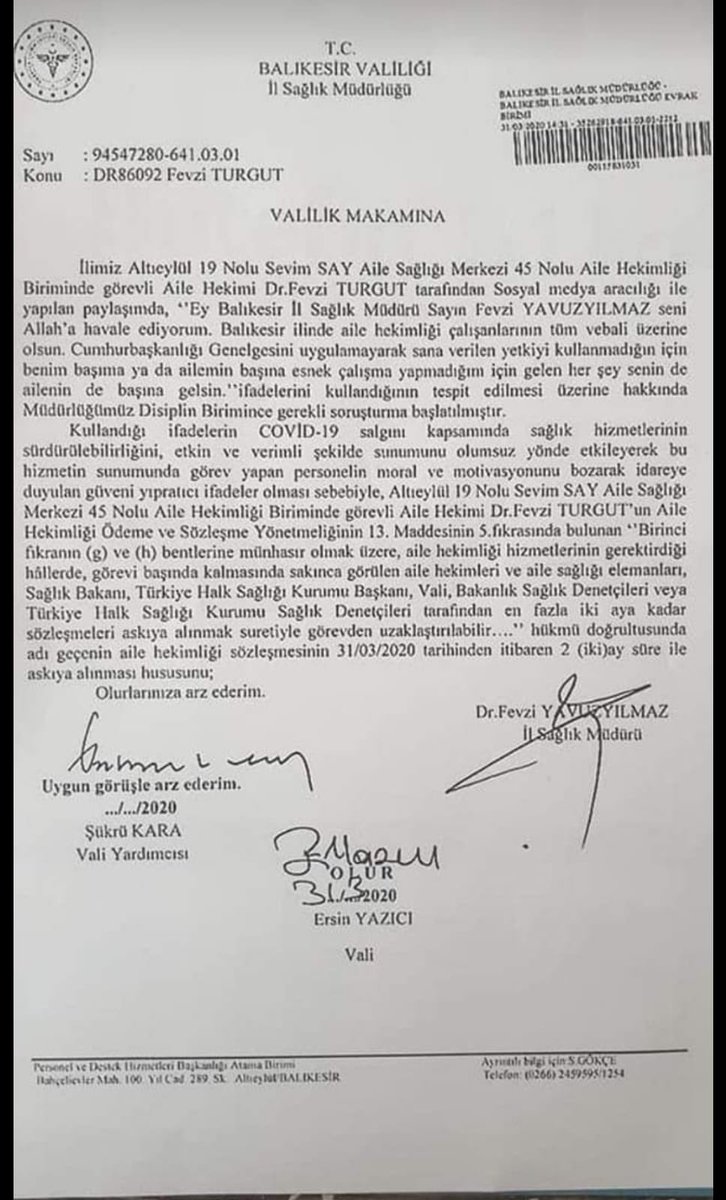 Başkanımızın suç teşkil etmeyen ifadeleri nedeniyle açılan soruşturma haksızdır <a href="/halksagligigm/">Halk Sağlığı Genel Müdürlüğü</a> <a href="/TC_Balikesir/">Balıkesir Valiliği</a> @balikesirsaglik <a href="/drfahrettinkoca/">Dr. Fahrettin Koca</a>  <a href="/saglikbakanligi/">T.C. Sağlık Bakanlığı</a> @FOXhaber <a href="/dralpmese/">Emine Alp Meşe🇹🇷</a> #Fevziturgutyalnızdegildir