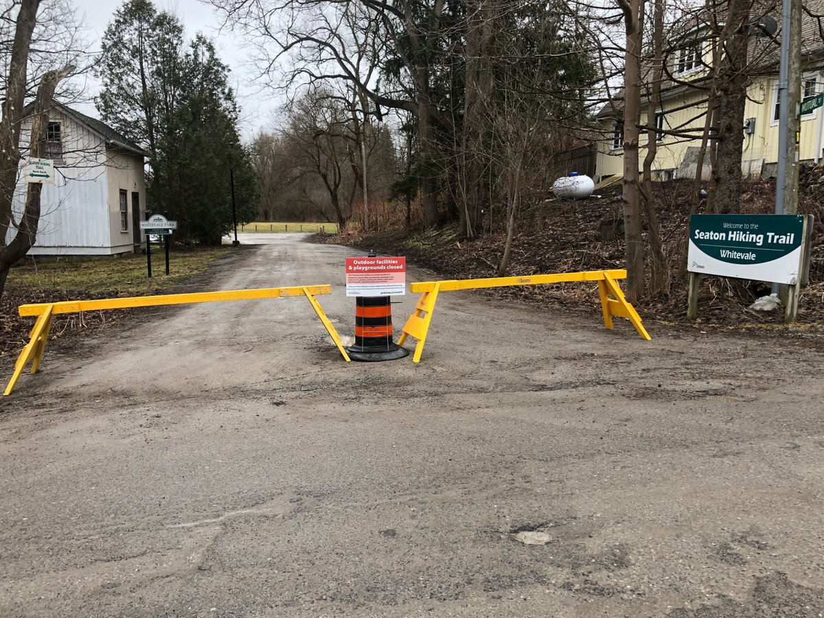 HamletWhitevale's tweet photo. @CityofPickering closed all park playground structures and amenities including park parking lots, park &amp; picnic shelters, basketball courts, tennis courts, sports fields &amp; diamonds, gazebos, splash pads, leash free parks, skateboard parks, restrooms, etc.  until at least May 3rd https://t.co/jfvMsfHuEr