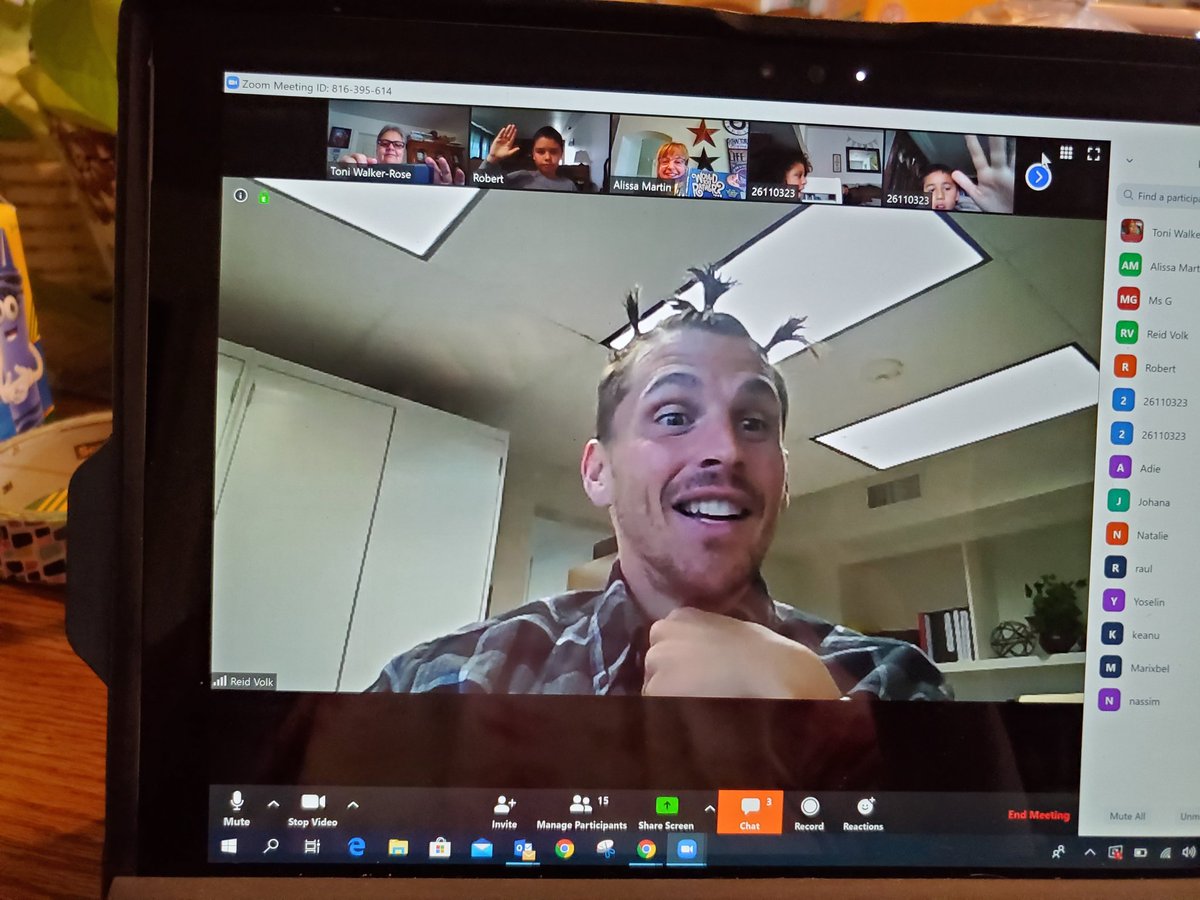 FowlerEagles18's tweet photo. Mrs. Martin jumped in our Zoom meeting today and helped us build Mad-Libs. It was very fun. Even Mr. Volk joined us for a while with his crazy hair. Thank you Mrs. Martin. https://t.co/pt9FV8YCqV
