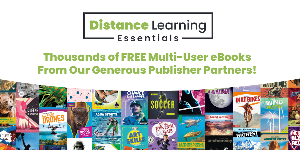 We asked, and publishers delivered! Publishers are now providing THOUSANDS of free multi-user #eBooks to all schools to support your #DistanceLearning initiatives during the #COVIDー19 crisis!

These titles are available for all grade levels on <a href="/MackinVIA/">MackinVIA</a>: bit.ly/3dCnTbU