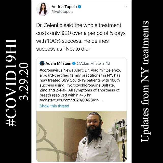 andriatupola's tweet photo. https://t.co/vKNsRQsoQw Last Wednesday, techstartups published the success story from Dr. Vladimir Zelenko, a board-certified family practitioner in New York, after he successfully treated 350 coronavirus patients with 100 percent success using a cocktail of d... https://t.co/QBtPdzedCD