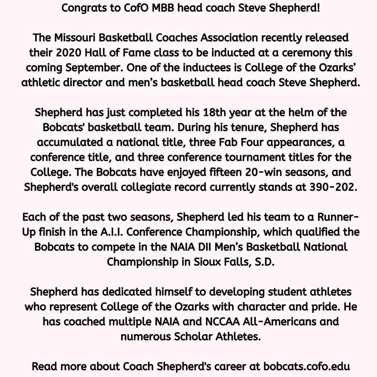 College of the Ozarks Mens Basketball tweet media