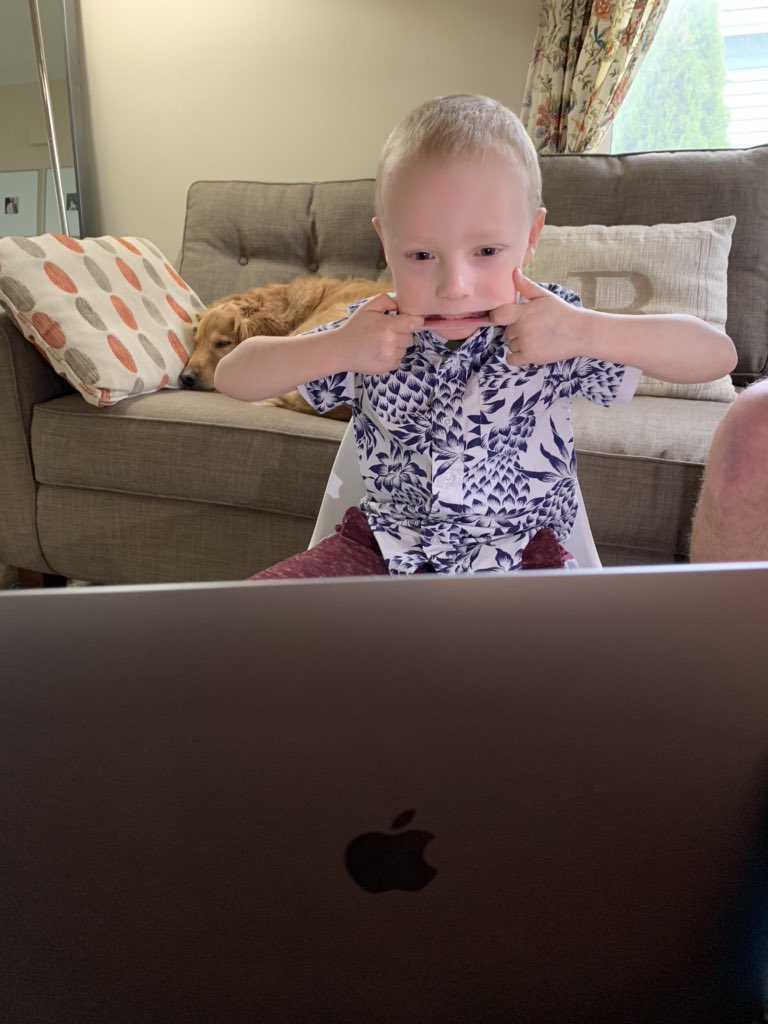 Bowen gets to Zoom with his preschool class for part of eLearning. Today, they shared their pets, sang songs, counted to 100, and did a read aloud. Is there anything preschool teachers can’t do?! Feeling SO grateful for our Hilliard community!! <a href="/HilliardSchools/">Hilliard Schools</a> <a href="/HCSDPreschool/">HCSD Preschool</a>