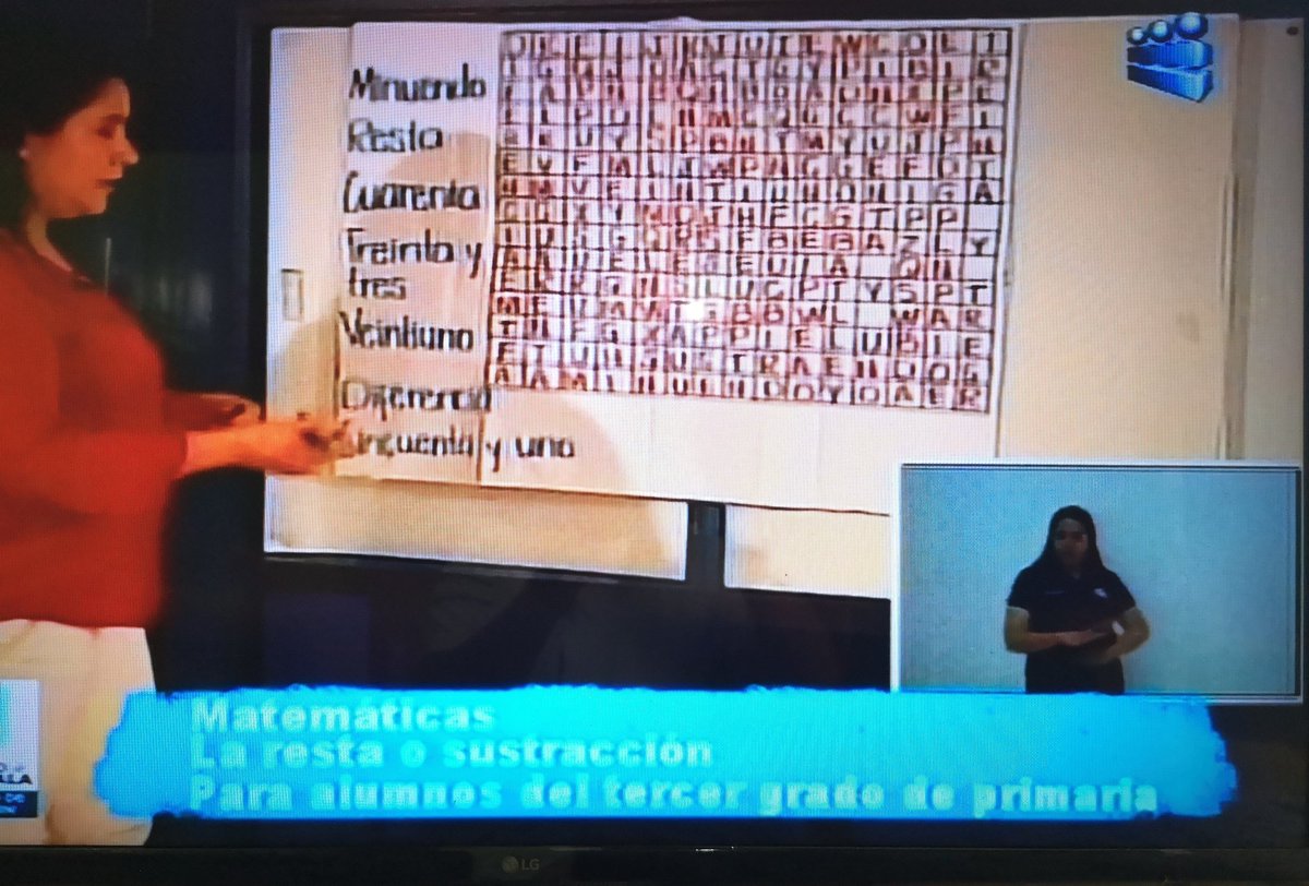 AdrianSoto_EU's tweet photo. Se desarrolla en este momento el programa del Ministerio de Educación "Aprendo en casa", a través del cual se imparten clases de materias básicas como matemática y lenguaje a través de la televisión nacional pero con acceso a cable. https://t.co/F4qkwawYDK