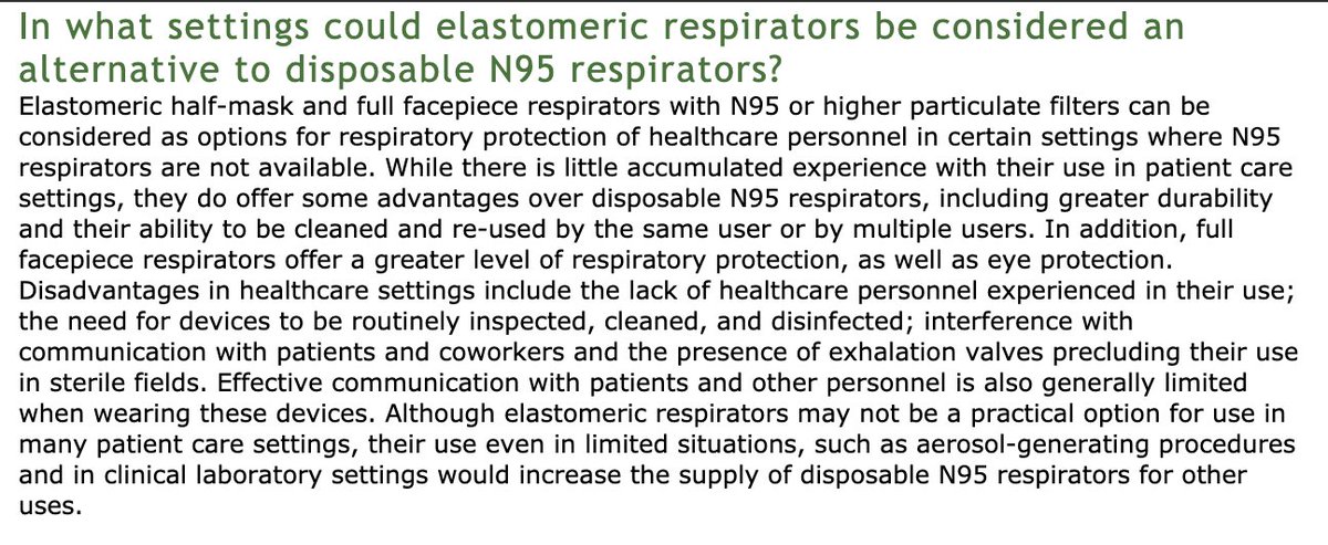 Also, btw here are CDC guidelines for H1N1 (written 2009-2010) that talk about elastomeric respirators. https://www.cdc.gov/h1n1flu/guidelines_infection_control_qa.htm#i