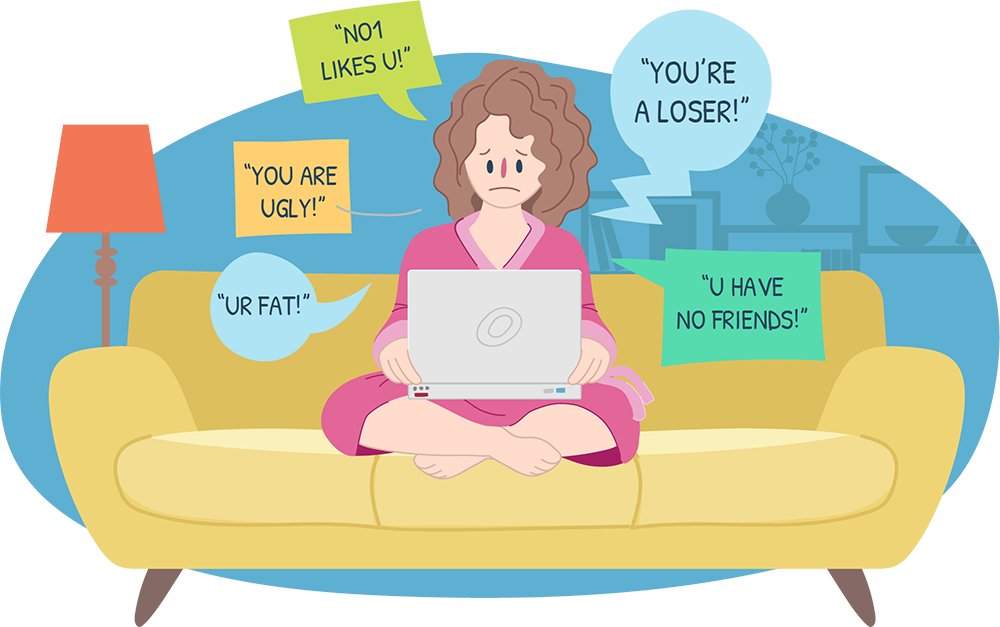 LilloJuliana's tweet photo. A prime example of online harassment is cyberbullying. It is the use of electronics to harass or threaten someone else. In the digital age, this has become the most common type of bullying. It is easy for bullies to hide behind a screen &amp; bully their victims. #RUDCIM_SP20 https://t.co/1b0zd3MYlI