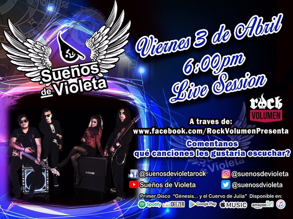 suenosdvioleta's tweet photo. #quedateencasa 🤘🏻😎NOS VEMOS EL VIERNES A LAS 6pm
💻🎵🎵 #livesession a través de @rockvolumen o #sueñosdevioleta 
See you friday ♥️ LIVE SESSION 6pm 🙀🙀 🔥🎸 #rock #rockalternativo  #rockenespañol #rockenespanol #musicarock #rocklover #rockfan #rockfans #covid_19 #coronavirus https://t.co/BtZXMuy4qy
