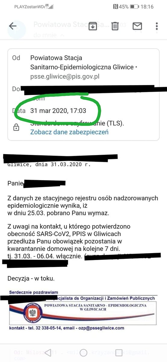 DrPatrycja's tweet photo. Lekarz ma kontakt z pacjentem #covid+, trafia na #kwarantanna i listę do wymazu. Kwarantanna się kończy, wymaz NIE pobrany, PSSE każe iść do pracy. Lekarz idzie, by po powrocie o godz. 17:03‼️ otrzymać maila, że jednak od DZIŚ kontynuuje kwarantannę 🤔
Czy ktoś nad tym panuje ⁉️ https://t.co/G2NXr3vSJD
