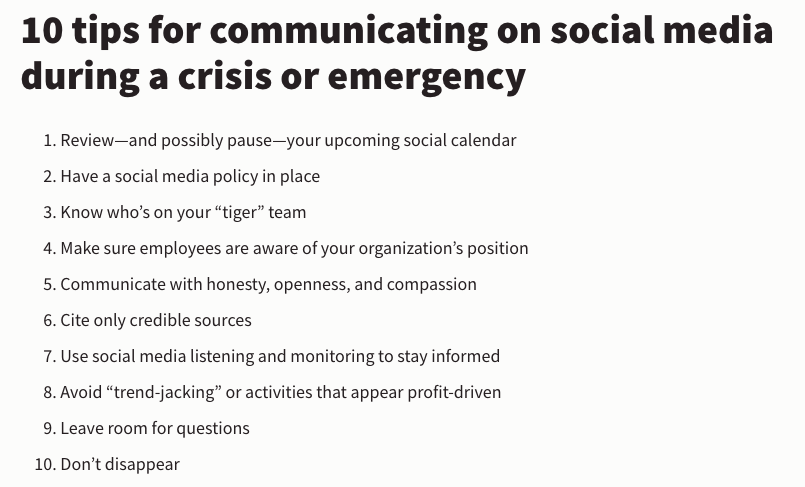 10 tips for communicating on social media during a crisis or emergency 👇