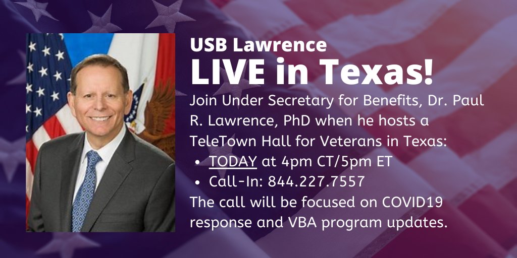 Under Secretary Lawrence hosts a TeleTown Hall, today at 4pmCT