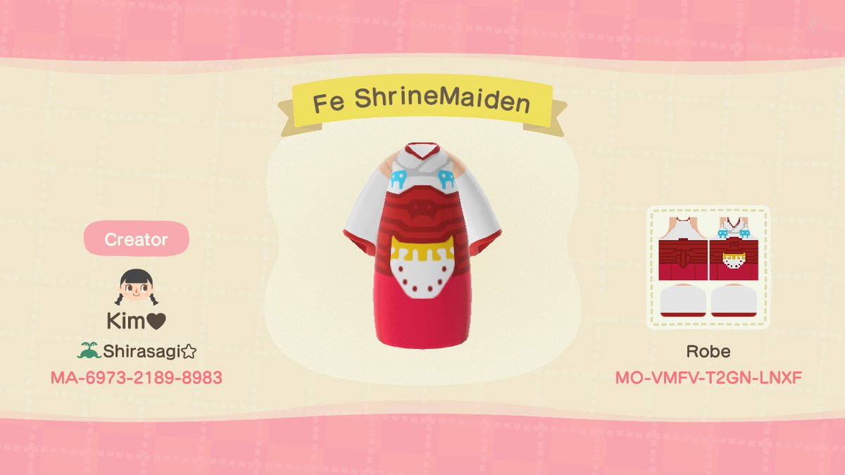 Skybeat81's tweet photo. #AnimalCrossing #ACNH #NintendoSwitch #FEFate #FESakura #FE14 
Codes for the outfits! The blue one is for my OC! Enjoy https://t.co/6we9kPCfYw