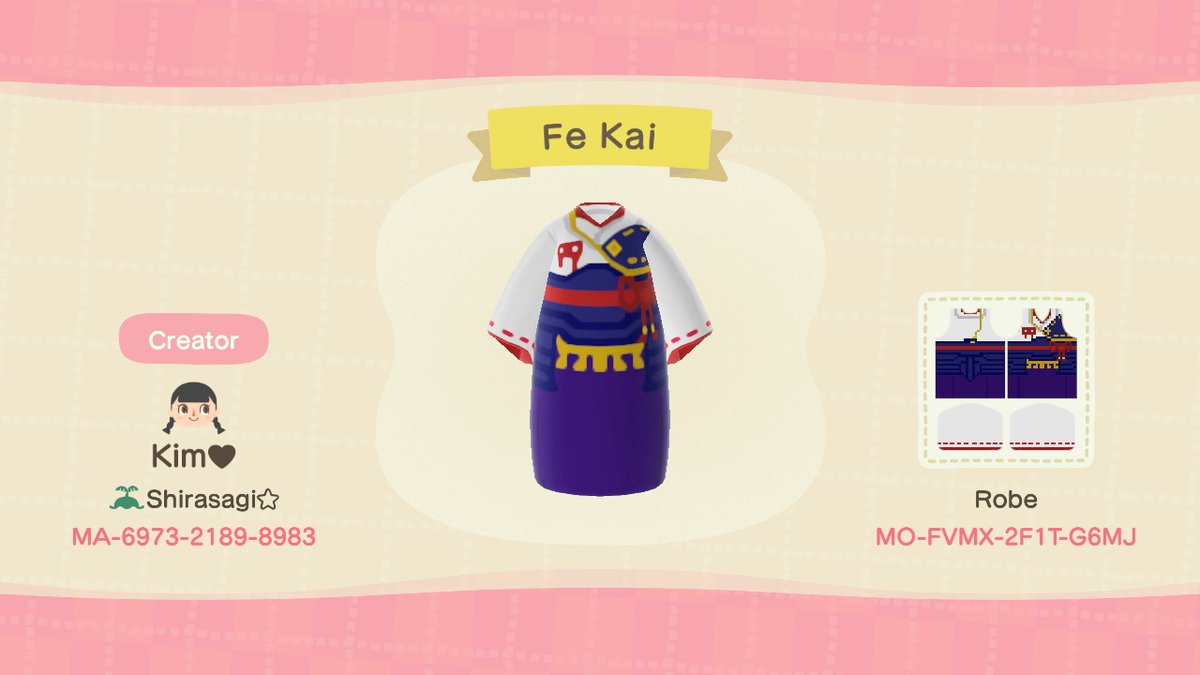 Skybeat81's tweet photo. #AnimalCrossing #ACNH #NintendoSwitch #FEFate #FESakura #FE14 
Codes for the outfits! The blue one is for my OC! Enjoy https://t.co/6we9kPCfYw