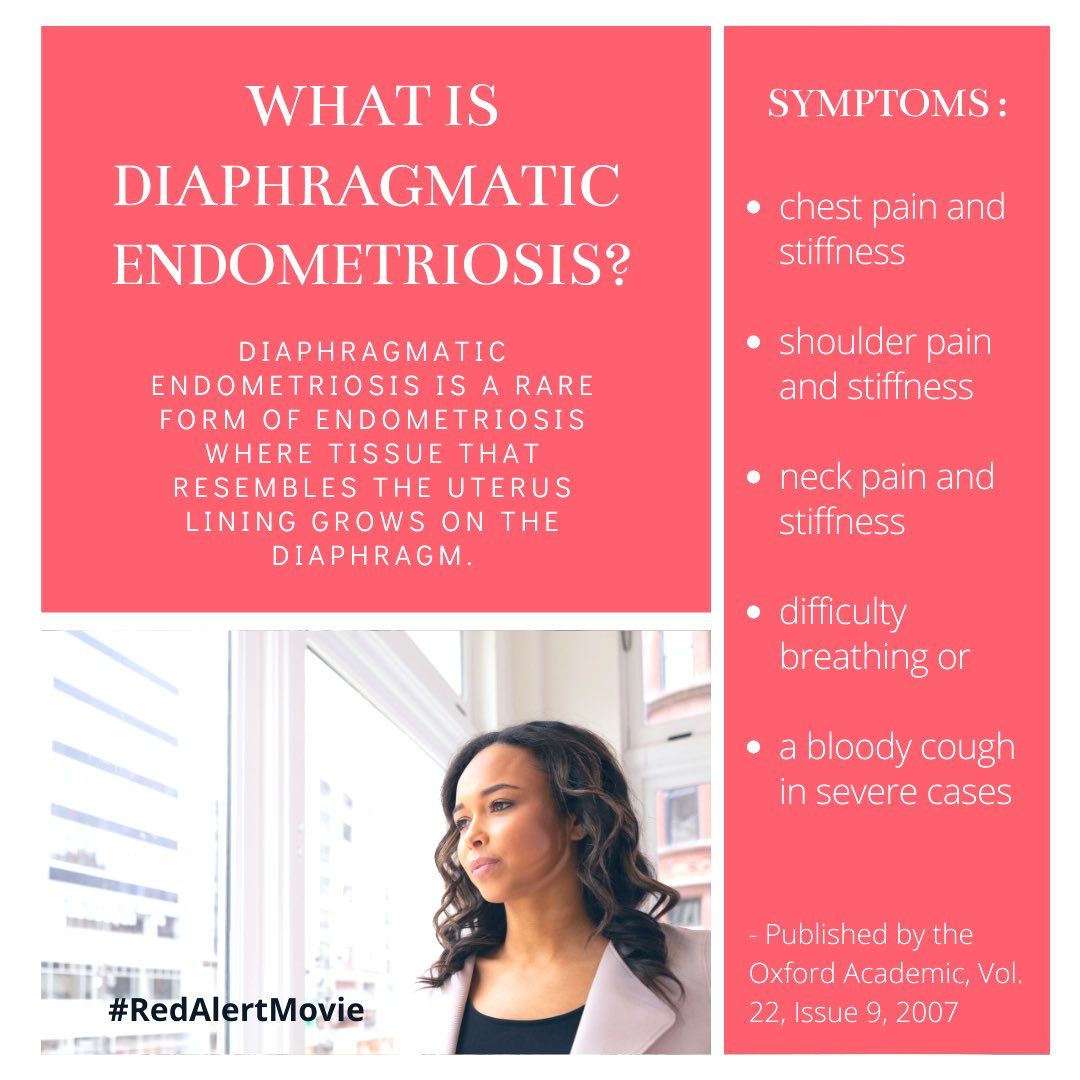 fibroidmovie's tweet photo. Itβs #tellmemore Tuesday! Researchers think that at least 11% of women in the United States, have endometriosis. An estimated 0.6 to 1.5% have diaphragmatic endometriosis. #knowyourbody #askquestions #redalertmovie #womenshealth #endometriosis #fibroids https://t.co/V2TDgaiwEq