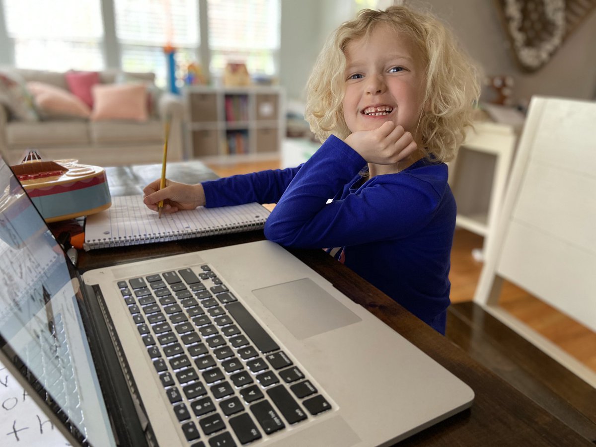 tvmelissa's tweet photo. Our #kitchentableclassroom sure is getting a lot of use these days! π― @gcschools β this Brushy Creek kindergartener is missing her real classroom & friends, but learning continues πβοΈβοΈ #gcsStrong https://t.co/ZiNjVKbBO9
