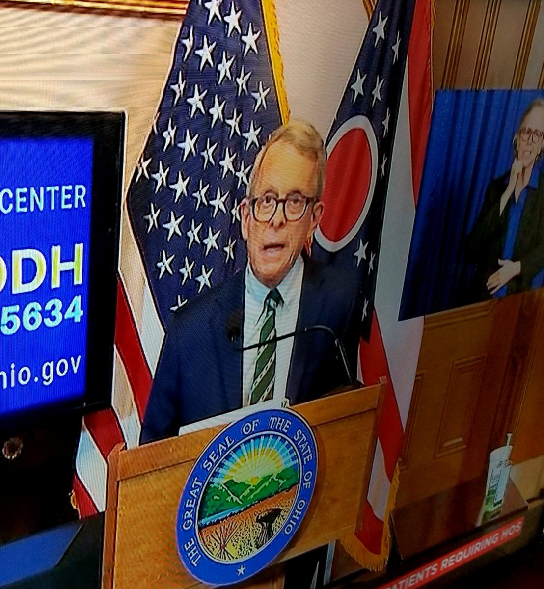 With today's #COVID19 press conference tie, <a href="/GovMikeDeWine/">Governor Mike DeWine</a> recognizes the school that, in 1804, was established as the state's first university - <a href="/ohiou/">Ohio University</a> in Athens. #InThisTogetherOhio #FlattenTheCurve