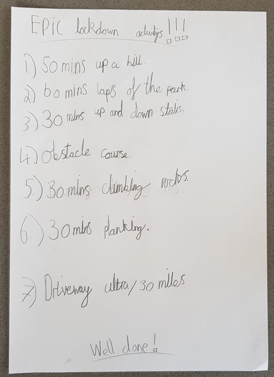 philipsmith_gsy's tweet photo. I handed the creation of EPIC Lockdown Week schedule to the kids. I've got my work cut out @EPIC_Purpose finishing me off with a driveway ultramarathon #KeepMoving #GuernseyTogether https://t.co/bCVYGqQhMk