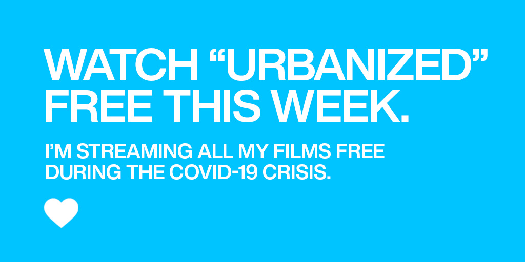 gary_hustwit's tweet photo. I'm streaming another one of my design films free for viewers staying indoors worldwide. "Urbanized" is my documentary about the design of cities, and I'm struck by how many aspects of it are relevant to our current pandemic situation.

Watch: https://t.co/czBBoFqvQE

#staysafe https://t.co/9dUR5o2r1n