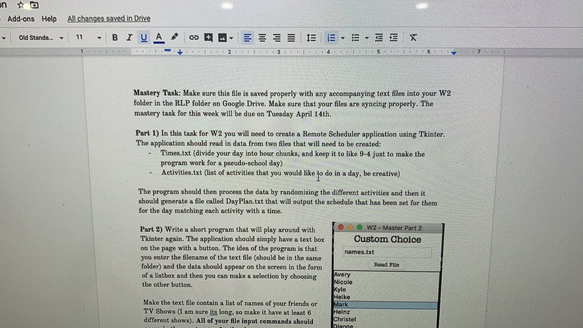 kyle_cardinale's tweet image. @HavergalCollege Grade 12 Computer Science students work on learning about File Input and Output to create a scheduler to manage their time during RLP W2 #python #codingathome #remotelearning
