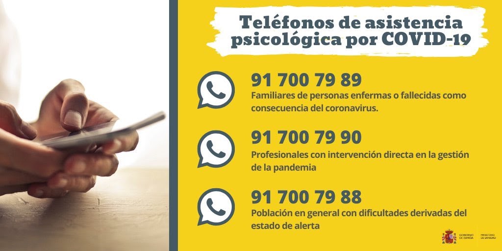papatienenovia's tweet photo. Teléfonos de apoyo psicológico por #COVID19 
Se agradece RT para que llegue a todo el que lo necesite.
Gracias. https://t.co/tEqorJQyHX