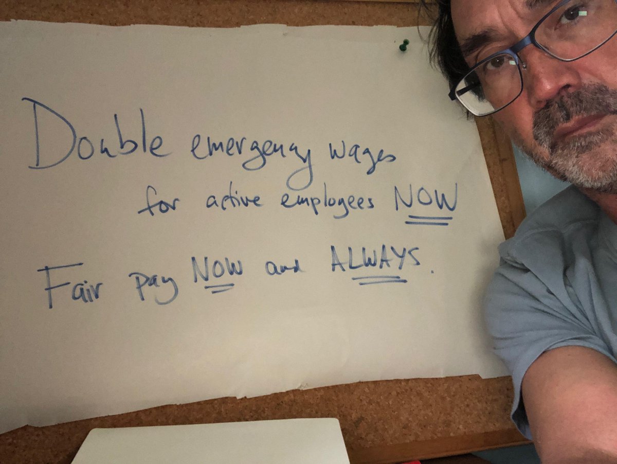 CampusWorkers's tweet photo. Joe, founding member of @UCWGA3265 @UcwgaUGA, isn't messing around. Double emergency wages for active employees! #HealthyFairCampus #NowMoreThanEver15 #CampusSafetyNet #PeopleFirstCampus https://t.co/HPEjiAtCCr