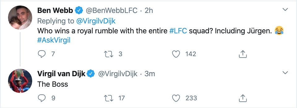 wweontnt's tweet photo. We need to film a @LFC x #RoyalRumble then...

Jurgen Klopp entering like 2002 Kane 😂

#AskVirgil https://t.co/8ObHQoCXLq