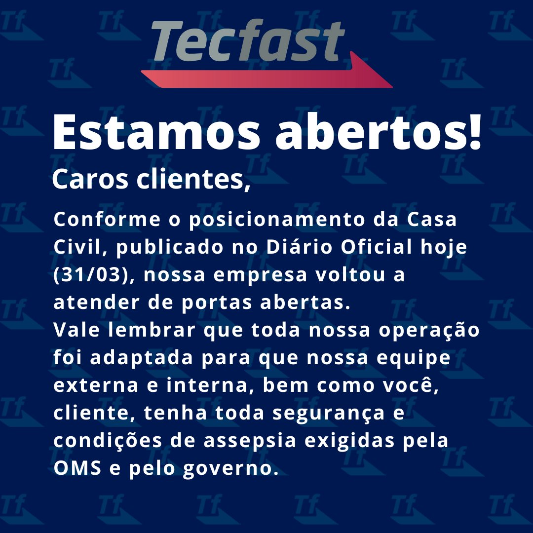 TecfastSP's tweet photo. Tanto nosso atendimento em domicílio quanto o atendimento em nosso balcão e oficina continuam funcionando com todas as medidas de seguranças impostas. Para mais detalhes sobre o posicionamento da Casa Civil acesse: https://t.co/m4hXOCBTLn https://t.co/bXgs9kYxo0