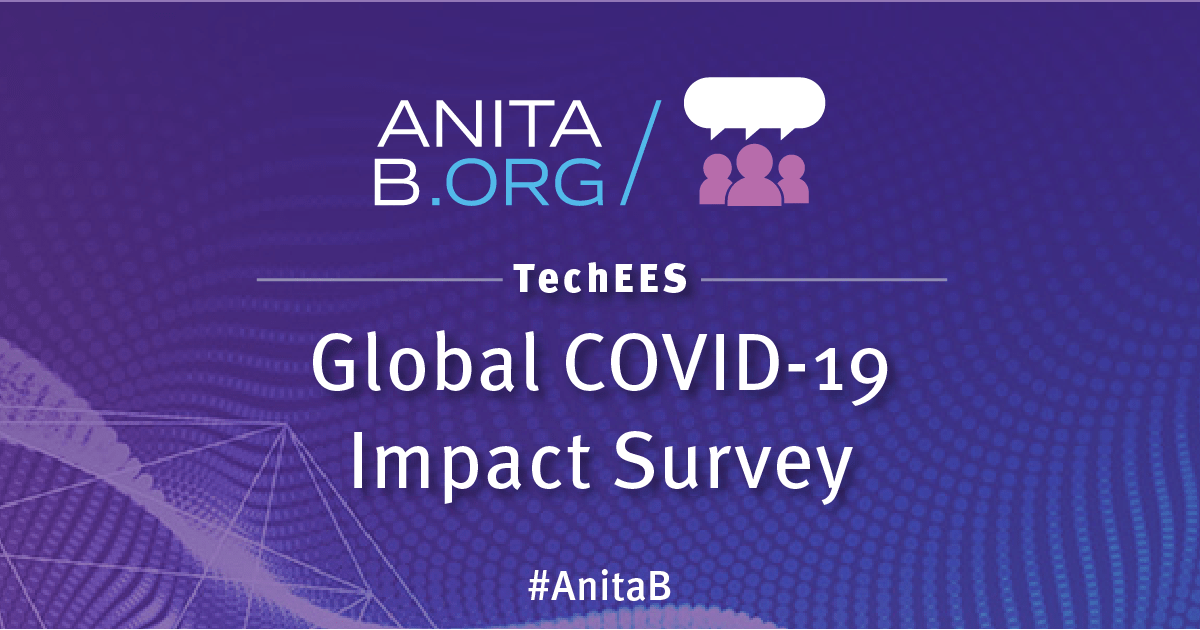 ghc's tweet photo. We want to remind you to take the Technical Equity Experience (#TechEES) Global COVID-19 Impact Survey! This information will help us understand the unique needs of #WomenInTech during this time. https://t.co/kIDpNz002N #AnitaB #COVID19 https://t.co/rH6FgqzxHU