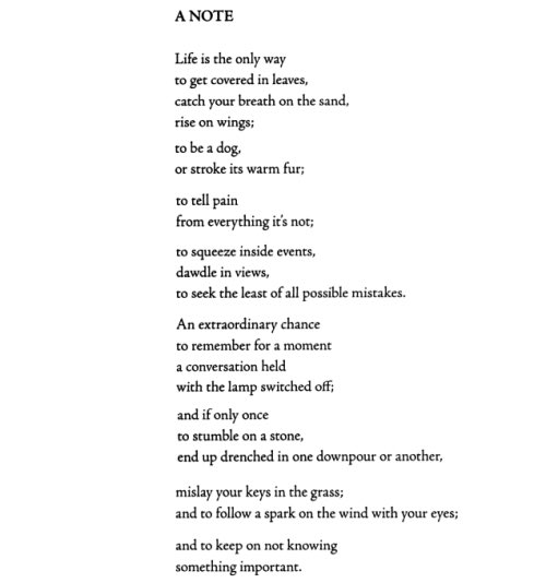 Day 5. A note by W. Szymborska