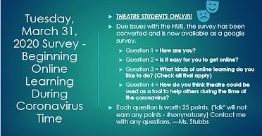 NorthsideTHEA's tweet photo. This weeks’ assignment + 1 virtual class. See hub for class links!

Take care, be safe!

—-Ms. Stubbs https://t.co/DTqrFfyftK