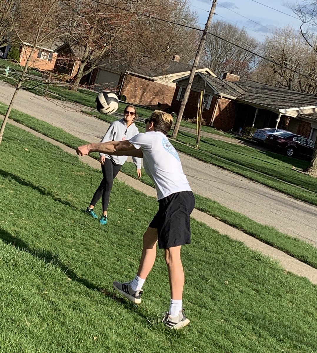 CRHS_boysvb's tweet photo. It’s not the same as a practicing with teammates, but Cole still managed to get a spring break workout in on Monday. Thank goodness big sister, Grace, plays volleyball, too! https://t.co/wtKtYukGMh