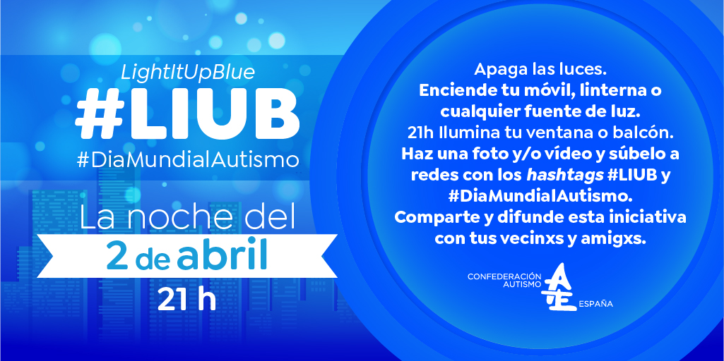 Autismo_Espana's tweet photo. Los pequeños gestos son los responsables de los grandes cambios. Súmate a #LIUB. jueves #2abril a las 21h #DesdeLosBalcones #Ciberactivismo #DiaMundialAutismo https://t.co/8RXXU7nUE0 https://t.co/jedFZfTWJm