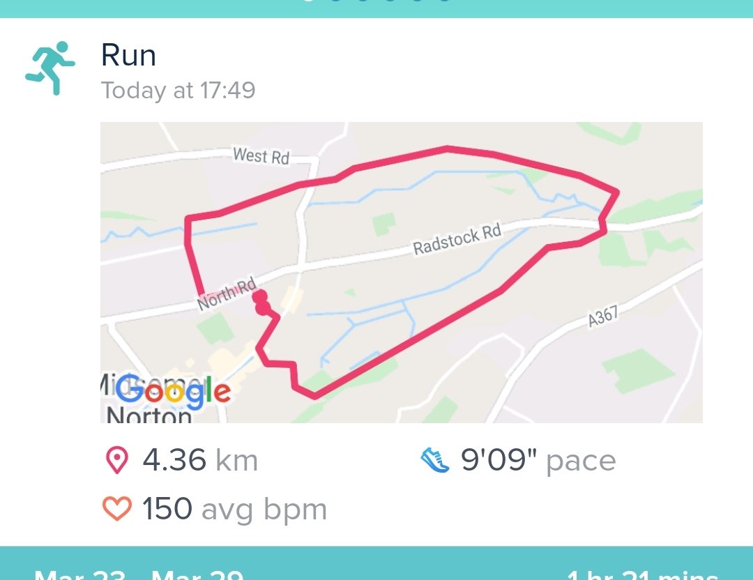 kim_neurosci's tweet photo. Best run yet! Managed half way round without stopping then intervals the rest of the way #lockdownexercise #learningtorun https://t.co/nm4b4uVM1c