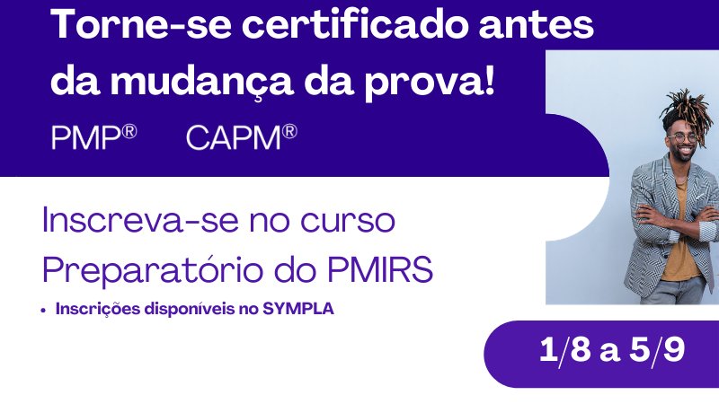 Adiamos o curso Preparatório para Certificações PMP e CAPM para o segundo semestre. Todas as informações estão no site: bit.ly/preparatoriopm…
O PMI Global também postergou a data de mudança da prova. Até 31 de dezembro de 2020, o exame permanece igual. #preparatorio #pmp #capm
