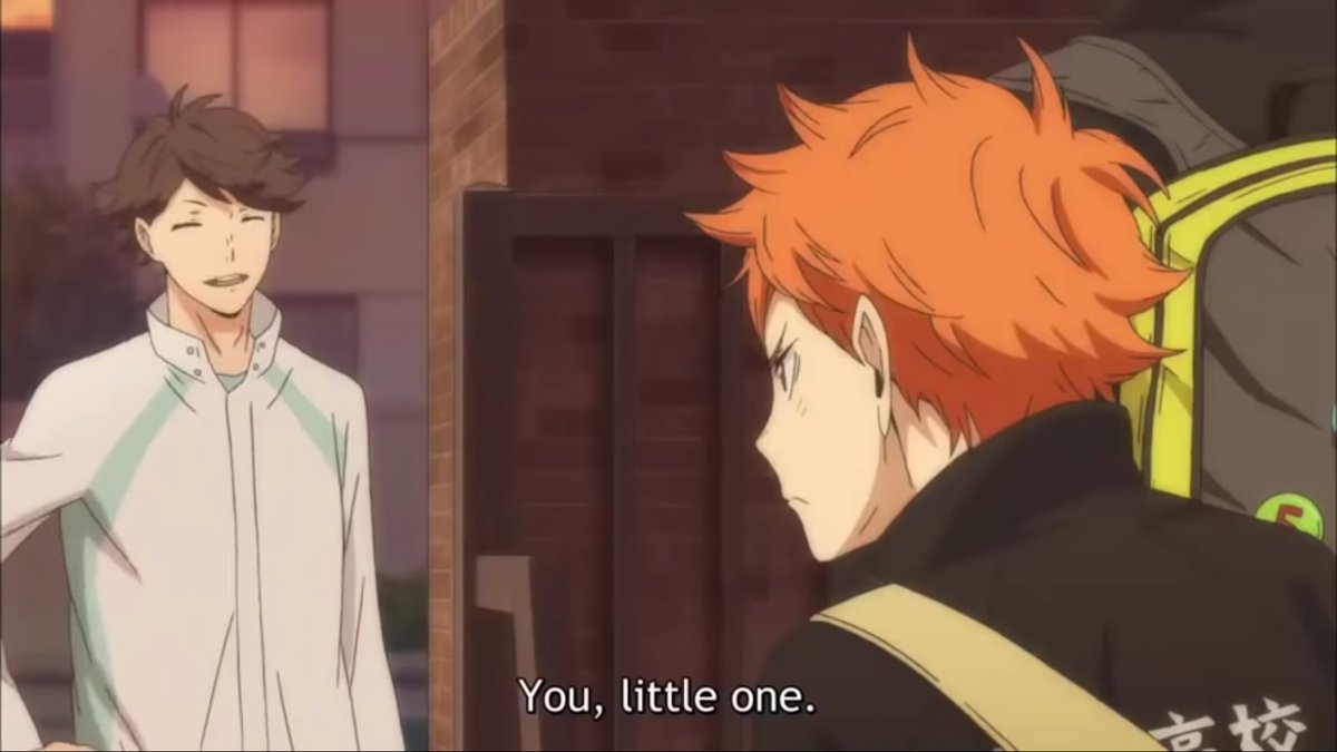 oikawa might be a jerk, but he respects and acknowledges the strengths of his opponents, such as when he complimented hinata and the little orange bean was so happy :(
