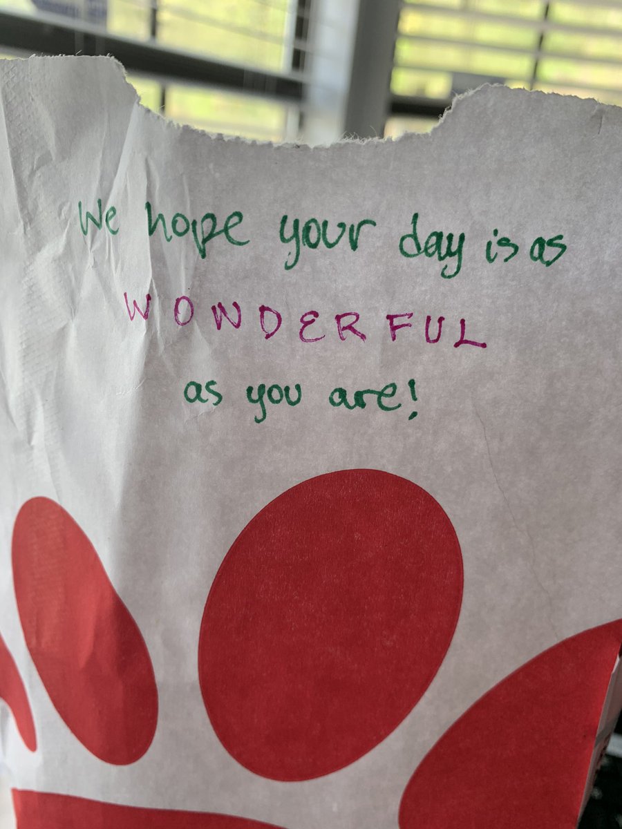 JoshRealtorCO's tweet photo. Between the girl holding a sign in my neighbors telling everyone to have a good day and this on my lunch from @ChickfilA, it is indeed a WONDERFUL day! #StayAtHome #WorkFromHome https://t.co/eE6DtbW9Z8